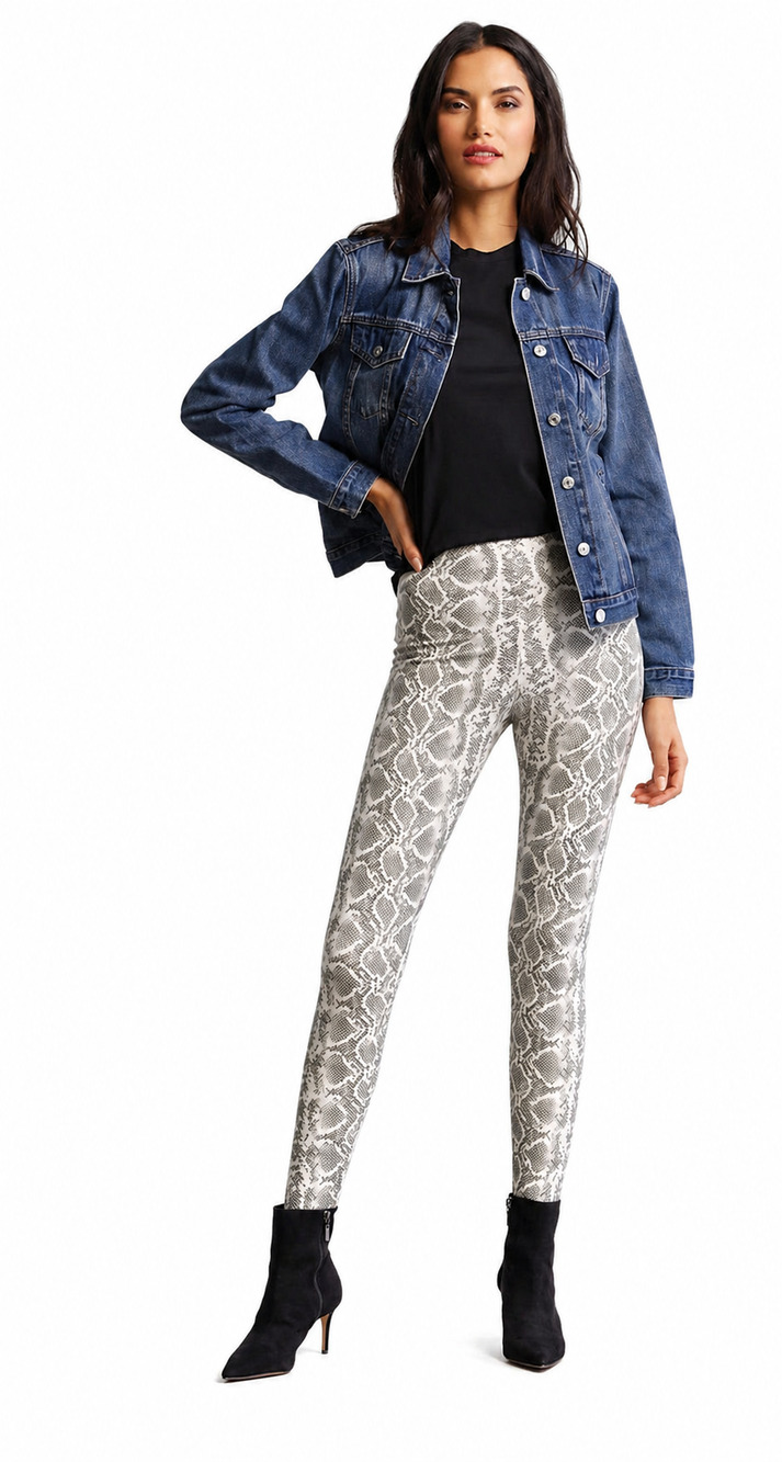 Commando Faux Leather White Snakeskin Leggings Women's Small